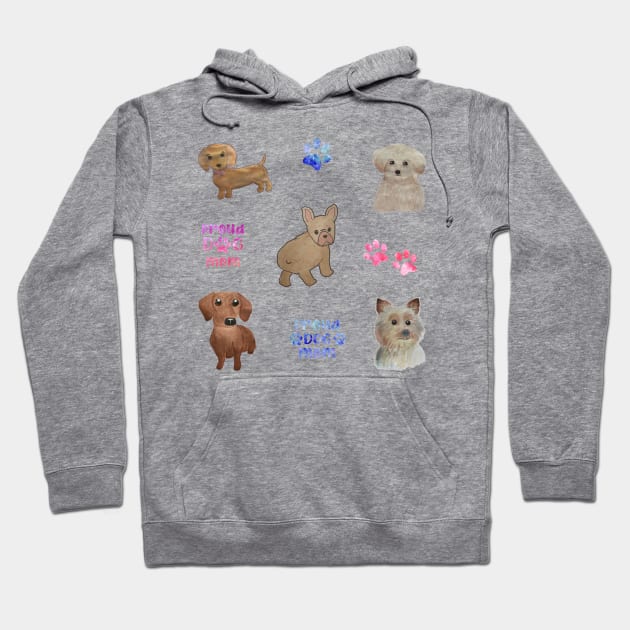 Watercolor cute dogs stickers set puppy puppies watercolour Hoodie by WatercolorFun